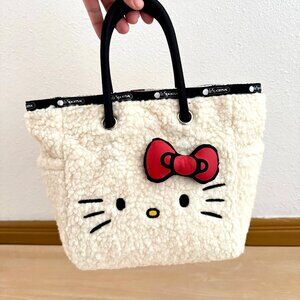 Lesportsac Hello Kitty Reversible 2-Way Smal Mini Tote White Red Bow